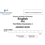 2022 Kilbaha VCE English Trial Exam 3